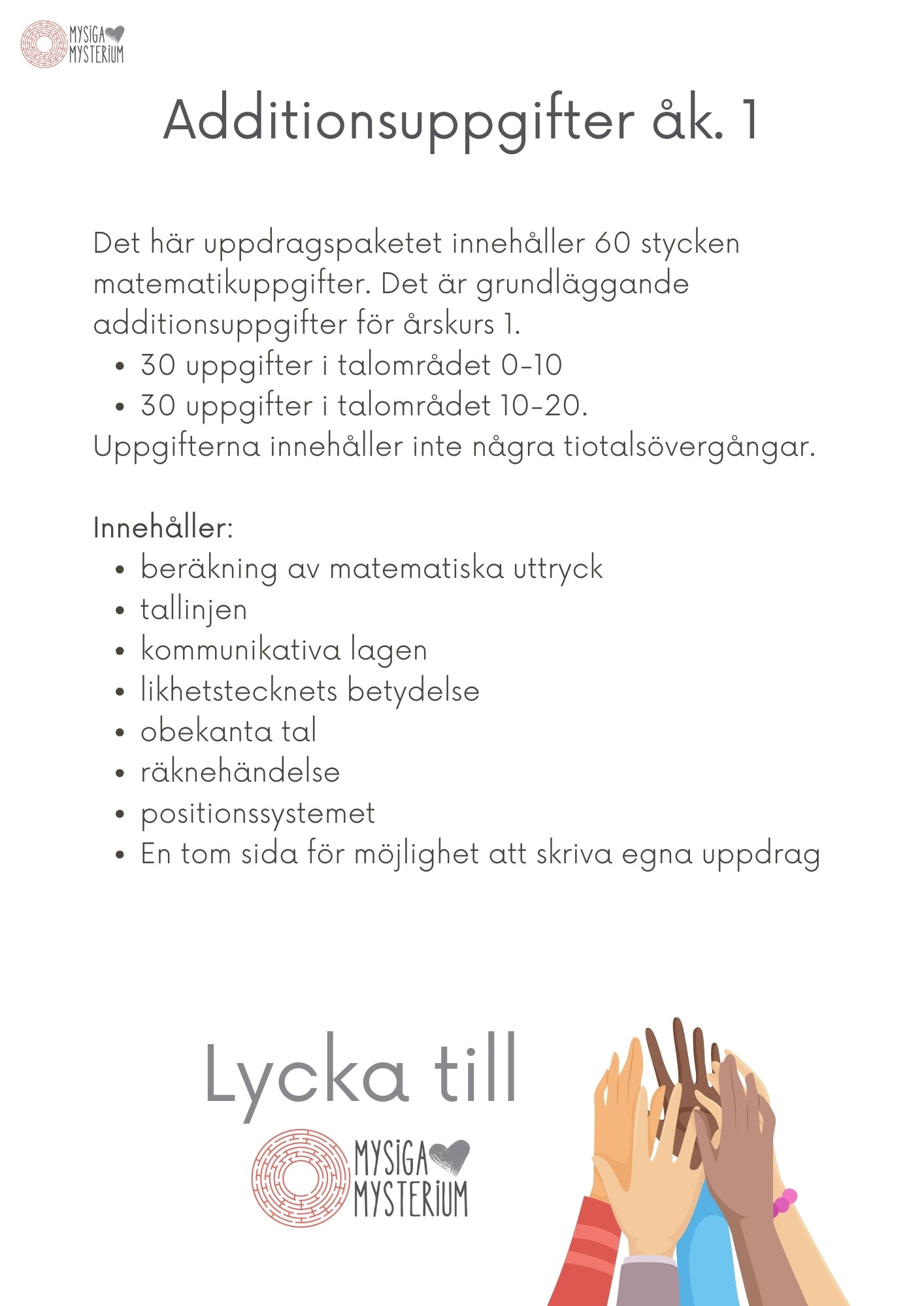 Uppdragspaket addition åk 1